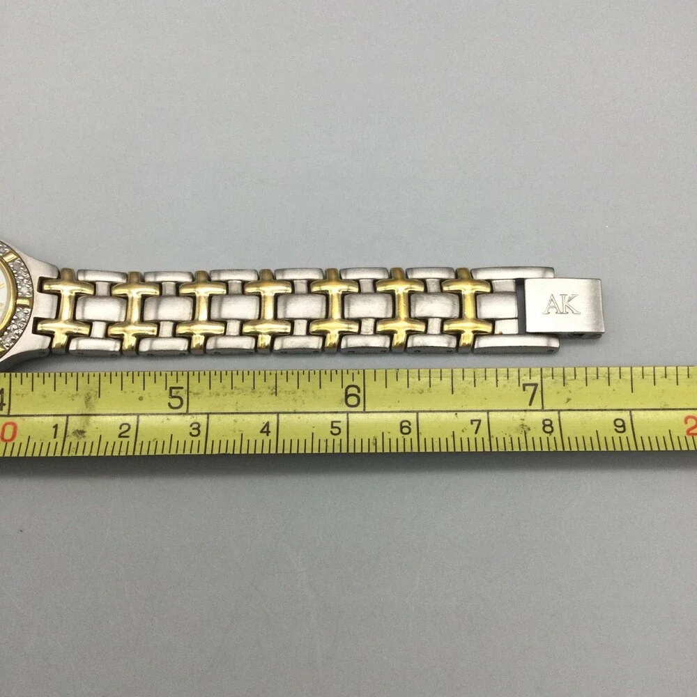 Anne Klein Diamond Swiss Womens Watch 24mm White Dial Two Tone New Battery 7.25
